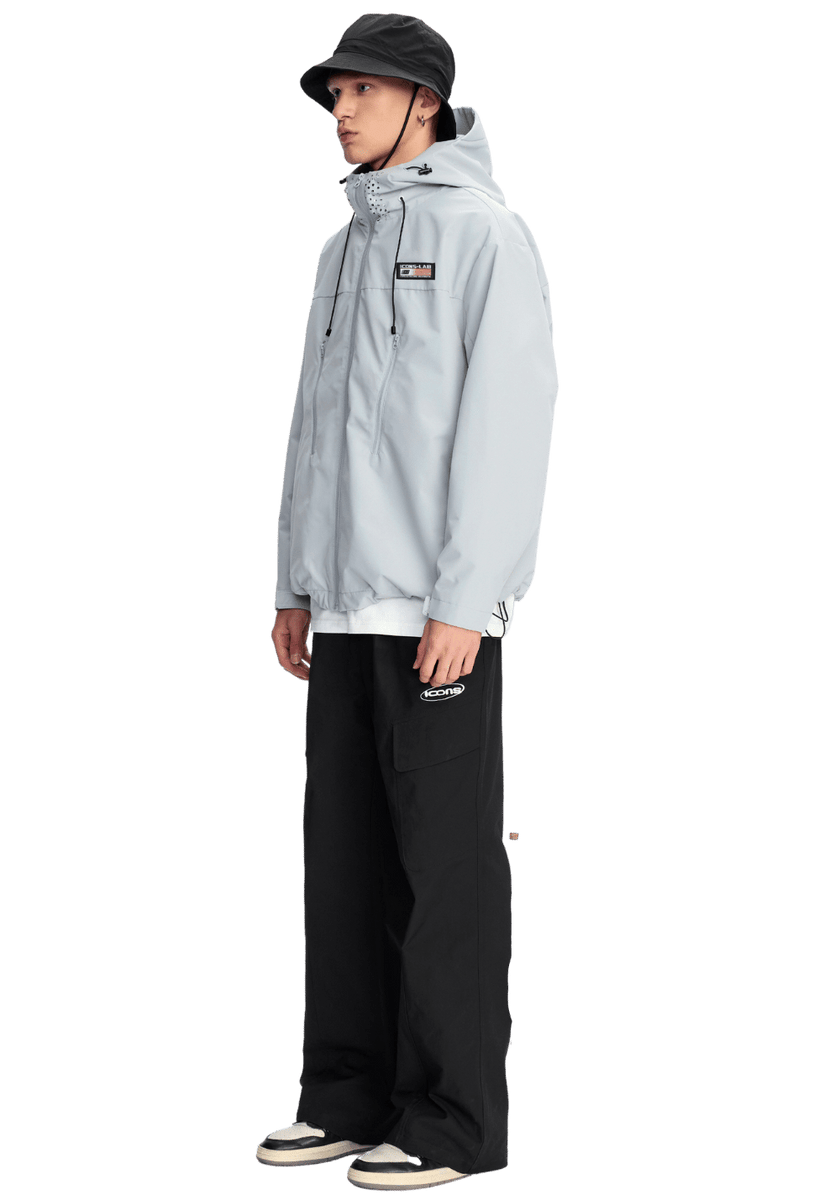 Iconslab-Embroidered Logo Rain Jacket-Grey – ICONSLAB